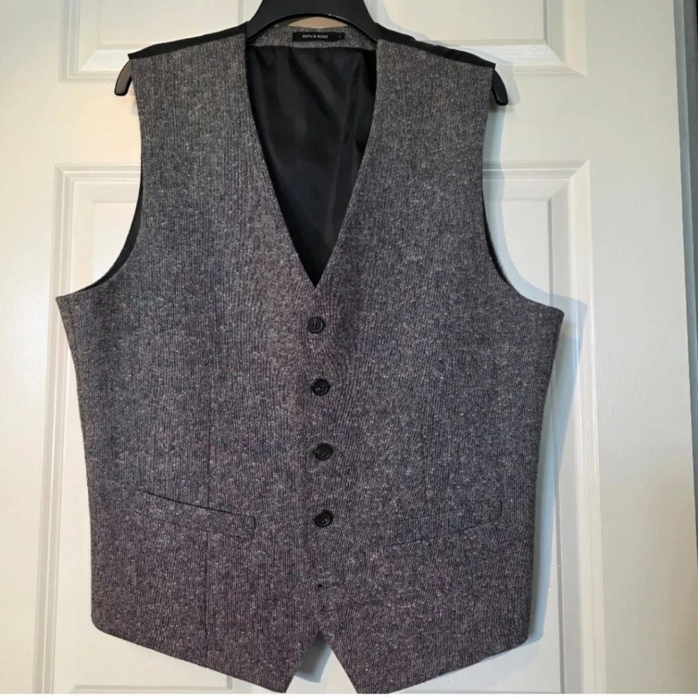 Ruth And Boaz Sophisticated Charcoal Wool Blend Suit Vest for Men L EUC 5 Button